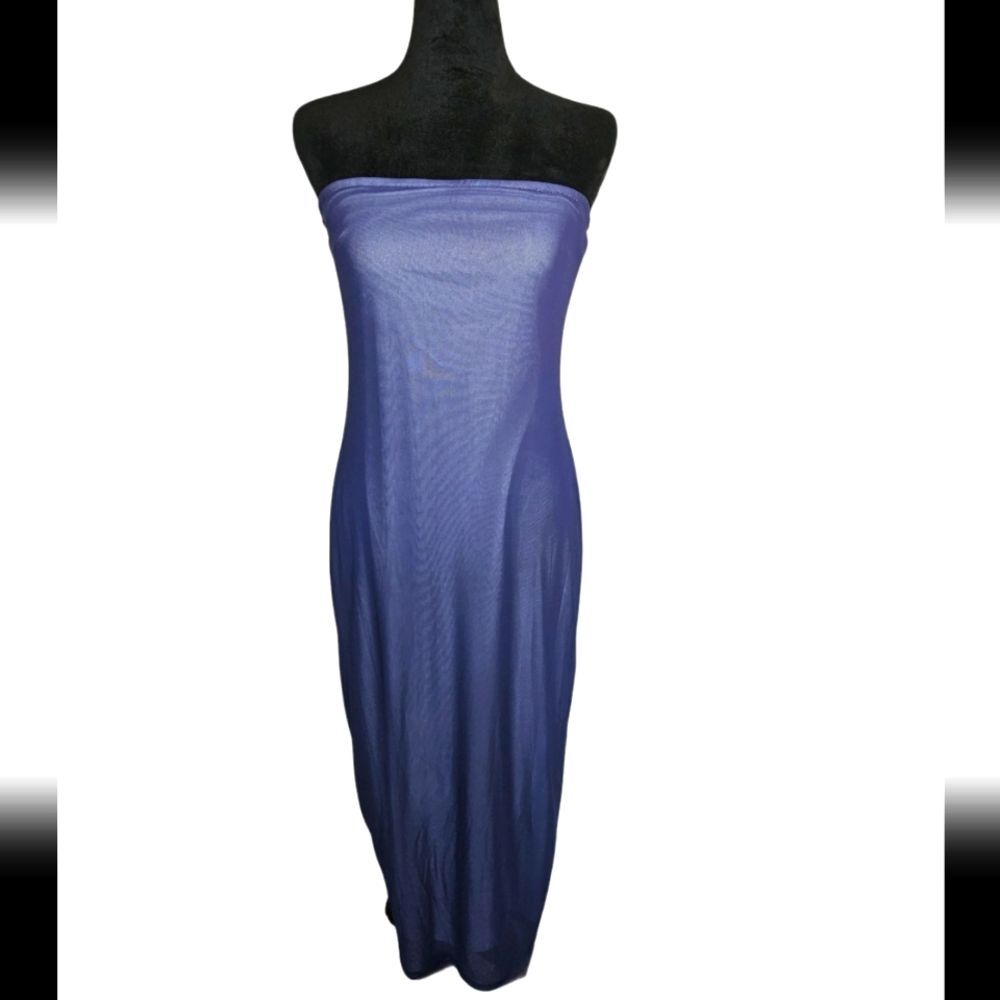 Wild Fable Blue Sleeveless Tube Mesh Bodycon Dress Size M NEW